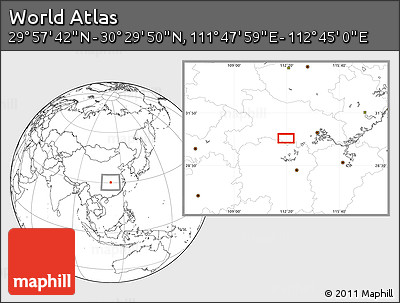 Blank Location Map of the Area around 30° 13' 46" N, 112° 16' 30" E