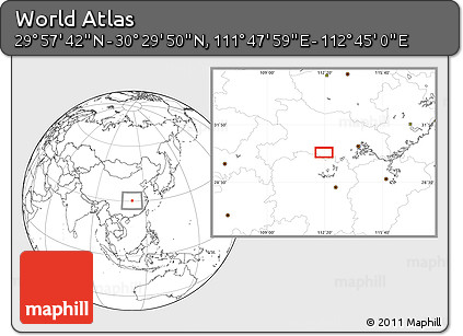Blank Location Map of the Area around 30° 13' 46" N, 112° 16' 30" E