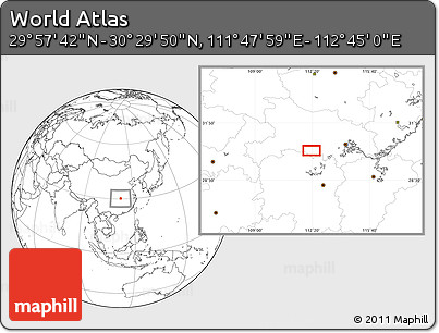Blank Location Map of the Area around 30° 13' 46" N, 112° 16' 30" E