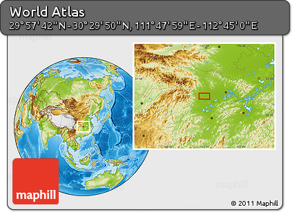 Physical Location Map of the Area around 30° 13' 46" N, 112° 16' 30" E