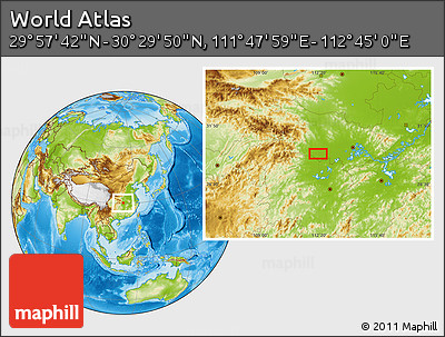 Physical Location Map of the Area around 30° 13' 46" N, 112° 16' 30" E