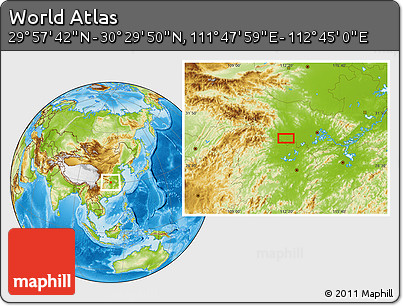 Physical Location Map of the Area around 30° 13' 46" N, 112° 16' 30" E