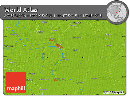 Physical Map of the Area around 30° 13' 46" N, 112° 16' 30" E