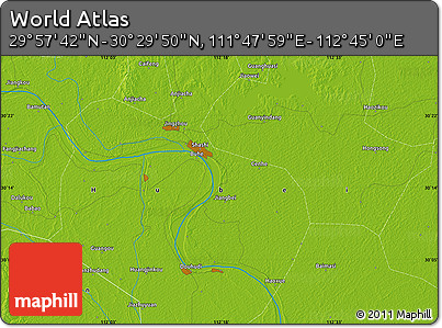 Physical Map of the Area around 30° 13' 46" N, 112° 16' 30" E