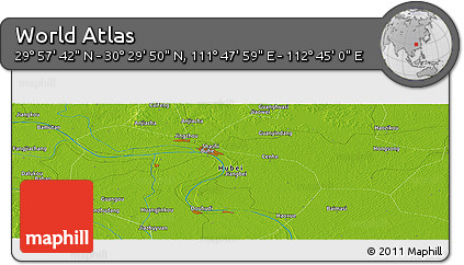 Physical Panoramic Map of the Area around 30° 13' 46" N, 112° 16' 30" E