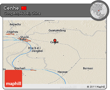 Shaded Relief Panoramic Map of Cenhe
