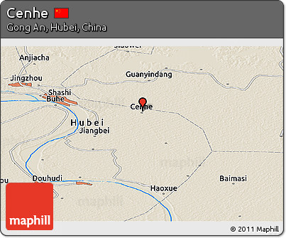 Shaded Relief Panoramic Map of Cenhe