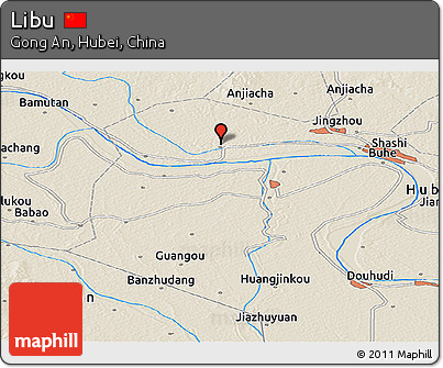 Shaded Relief Panoramic Map of Libu