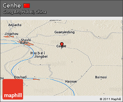 Shaded Relief Panoramic Map of Cenhe