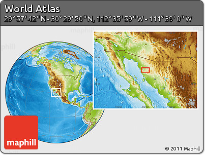 Physical Location Map of the Area around 30° 13' 46" N, 112° 7' 30" W