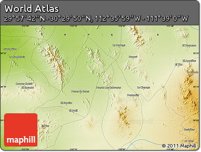 Physical Map of the Area around 30° 13' 46" N, 112° 7' 30" W