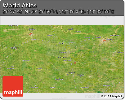 Satellite 3D Map of the Area around 30° 13' 46" N, 113° 7' 30" E
