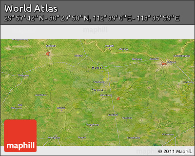 Satellite 3D Map of the Area around 30° 13' 46" N, 113° 7' 30" E