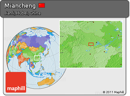 Political Location Map of Miancheng