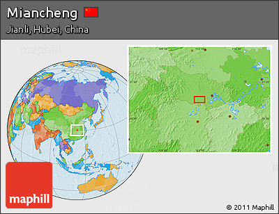 Political Location Map of Miancheng