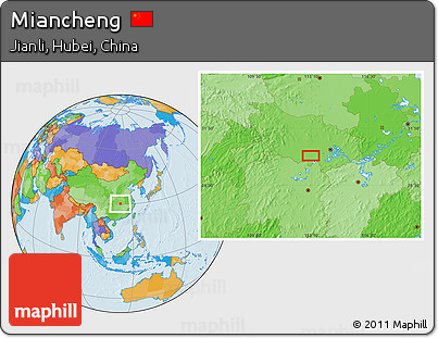 Political Location Map of Miancheng