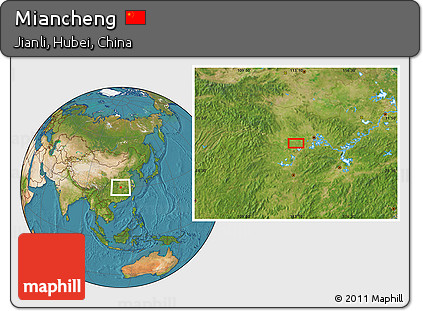 Satellite Location Map of Miancheng
