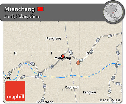 Shaded Relief Map of Miancheng