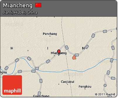 Shaded Relief Map of Miancheng