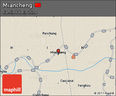 Shaded Relief Map of Miancheng
