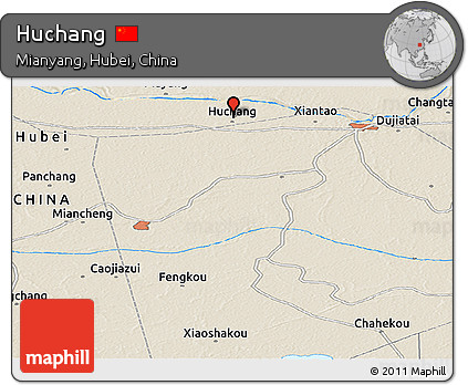 Shaded Relief Panoramic Map of Huchang