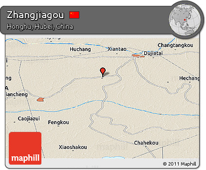Shaded Relief Panoramic Map of Zhangjiagou