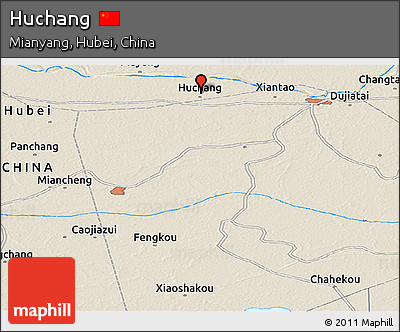 Shaded Relief Panoramic Map of Huchang
