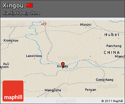 Shaded Relief Panoramic Map of Xingou