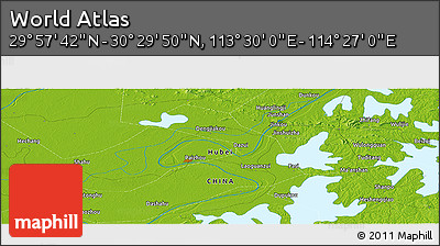 Physical Panoramic Map of the Area around 30° 13' 46" N, 113° 58' 29" E