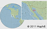 Savanna Style Location Map of the area around 30° 13' 46" N, 113° 49' 29" W, hill shading