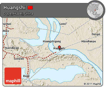 Shaded Relief 3D Map of Huangshi