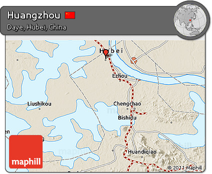 Shaded Relief 3D Map of Huangzhou