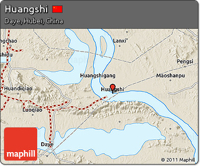 Shaded Relief 3D Map of Huangshi