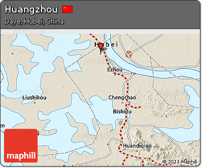 Shaded Relief 3D Map of Huangzhou