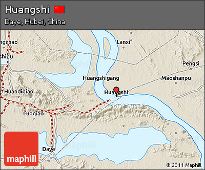 Shaded Relief 3D Map of Huangshi