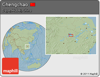 Savanna Style Location Map of Chengchao, hill shading