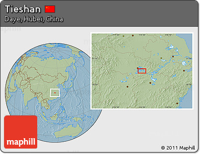 Savanna Style Location Map of Tieshan, hill shading