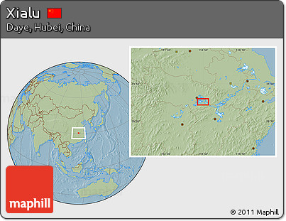 Savanna Style Location Map of Xialu, hill shading