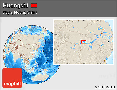Shaded Relief Location Map of Huangshi
