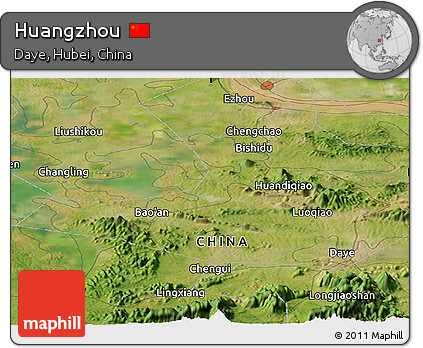 Satellite Panoramic Map of Huangzhou