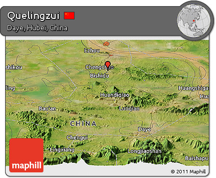 Satellite Panoramic Map of Quelingzui