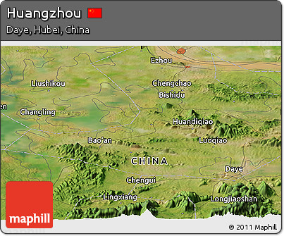 Satellite Panoramic Map of Huangzhou