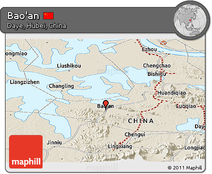 Shaded Relief Panoramic Map of Bao'an