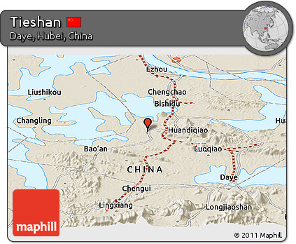 Shaded Relief Panoramic Map of Tieshan