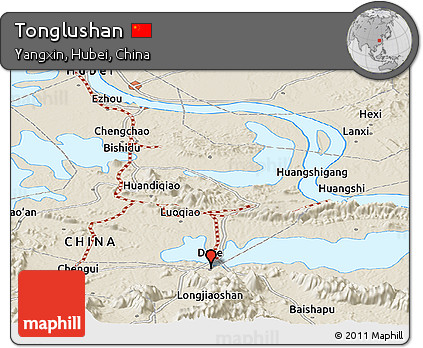 Shaded Relief Panoramic Map of Tonglushan