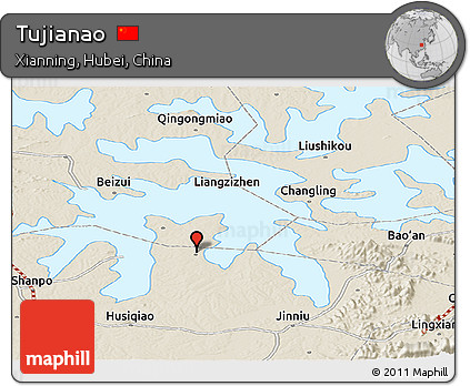 Shaded Relief Panoramic Map of Tujianao