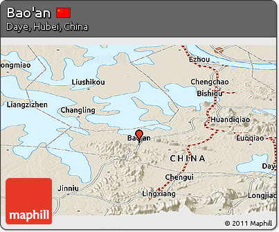 Shaded Relief Panoramic Map of Bao'an
