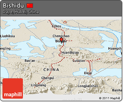 Shaded Relief Panoramic Map of Bishidu