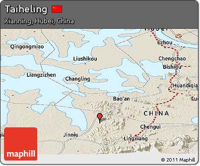 Shaded Relief Panoramic Map of Taiheling