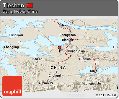 Shaded Relief Panoramic Map of Tieshan